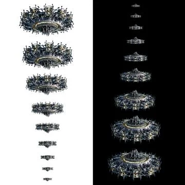 Alien spaceship collage isolation perspectives Stock Illustration