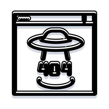 Alien spaceship creating 404 error page not found イラスト素材