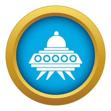 Alien spaceship icon blue isolated Stock Illustration