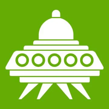 Alien spaceship icon green Stock Illustration