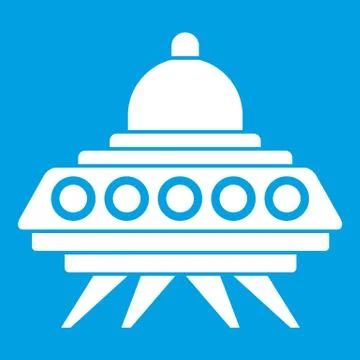 Alien spaceship icon white Stock Illustration