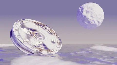 Alien spaceship on an icy planet Stock Illustration