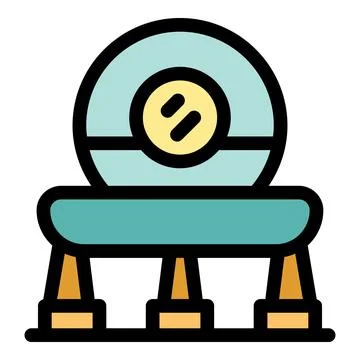 Alien spaceship landing with open hatch and legs extended Stock Illustration