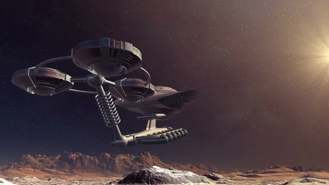 Alien Spaceship Over the Desert Stock Footage 130123971