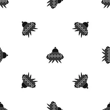Alien spaceship pattern seamless black 스톡 일러스트