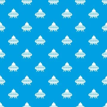 Alien spaceship pattern seamless blue Illustrazione stock