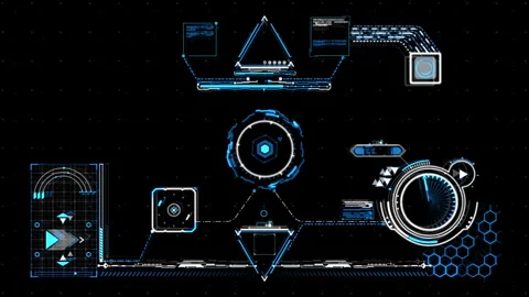 Alien spaceship Screen. Universal HUD, UI Graphic Elements. Sci Futuristic. Stock Footage 302460699