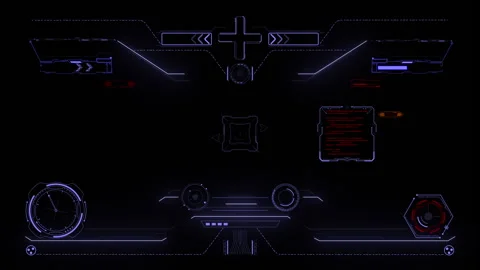 Alien spaceship Screen. Universal HUD, UI Graphic Elements. Futuristic UI Stock Footage 306952279