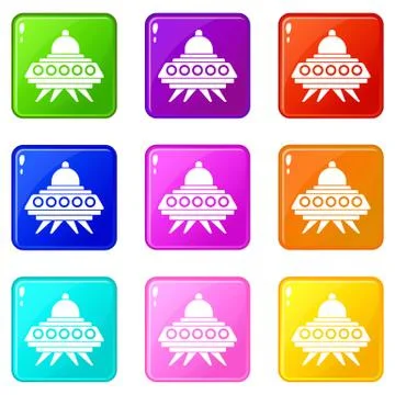 Alien spaceship set 9 Stock Illustration