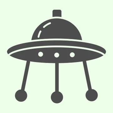 Alien spaceship solid icon. Spacecraft or ufo ship plate glyph style pictogram Stock Illustration