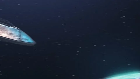 Alien spaceship ufo Flying over Earth atmosphere Stock Footage