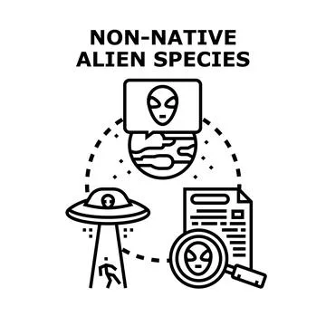 Alien species researching new planets and extraterrestrial life Ilustración de archivo