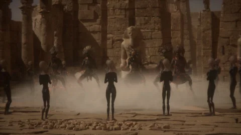 Alien Spectators to the Pharaohs' Eternal Dance Stock Footage 293330395