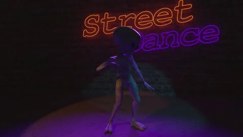 Alien street dancing at a bar Stock Footage 234104153