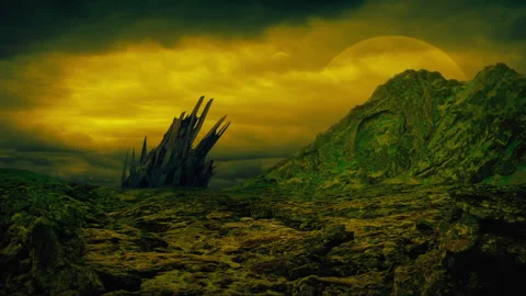 Alien Structure On Barren Planet Video stock 325236577