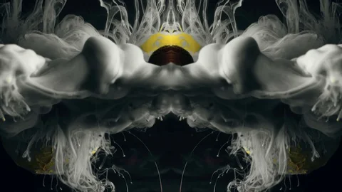 Alien substance in motion. Yellow patterns. Fractal cloud. Black background Stockbeeldmateriaal 114463811