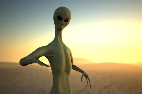 Alien on sunset Stock Illustration