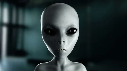 Alien talking. Close up. UFO. Cinematic 4k footage. Stock Footage 71817459