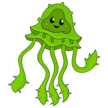 Alien tentacles creature cartoon character Stock Illustration