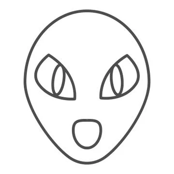 Alien thin line icon. Humanoid vector illustration isolated on white. Space Stock Illustration
