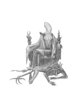 Alien on a throne Stock Illustration