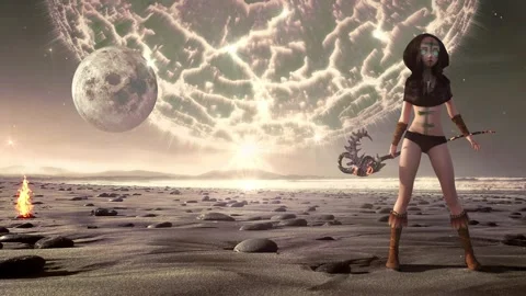 Alien trans human in outer space  Loopable Stock Footage 158181756