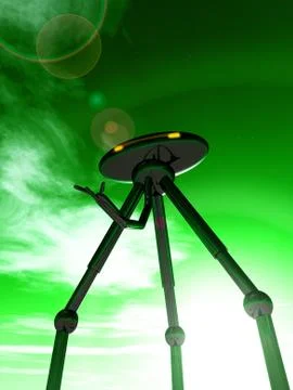 Alien Tripod And Sky Stock Illustration