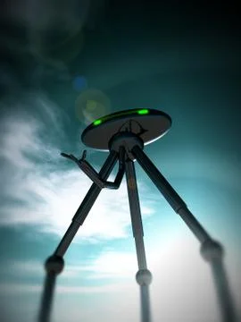 Alien Tripod And Sky Stock Illustration