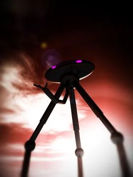 Alien Tripod And Sky Stock Illustration