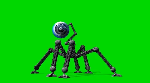 Alien Tripod machine walk - seperated on green screen Stockbeeldmateriaal 33741541