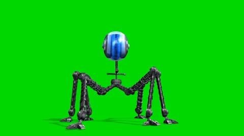 Alien Tripod machine walk - seperated on green screen Video stock 33741544
