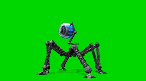 Alien Tripod machine walk - seperated on green screen Stockbeeldmateriaal 33741545