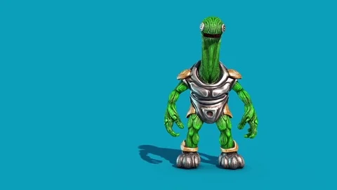 Alien Turtle Armor Die Blue Screen 3D Renderings Animations Stock Footage 84819831