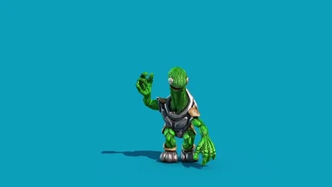 Alien Turtle Armor Run Jump Blue Screen 3D Renderings Animations 스톡 동영상 84819844