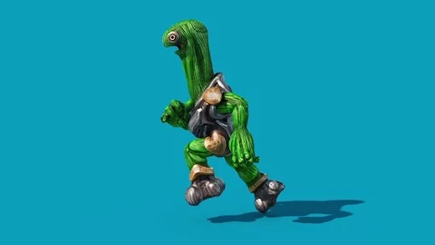 Alien Turtle Armor Runcycle Blue Screen Side 3D Renderings Animations 스톡 동영상 84819855