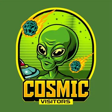 Alien UFO Cosmic Visitor in Vector Cartoon Illustration Design 스톡 일러스트