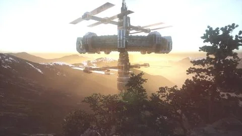 Alien UFO at Earth Stock Illustration