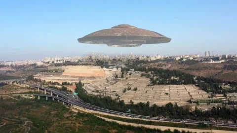 Alien ufo Saucers over Large City, 3d Illustration Stock Footage 133544761
