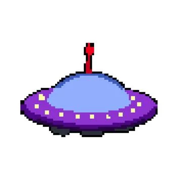 Alien ufo ship pixel art vector illustration Stock Illustration