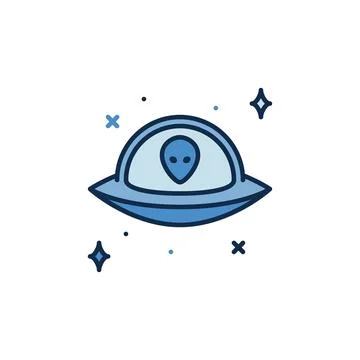 Alien in UFO in Space vector concept colored icon or sign Illustrazione stock
