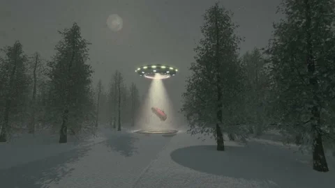 Alien UFO winter Christmas tree background Stock Footage 140203650