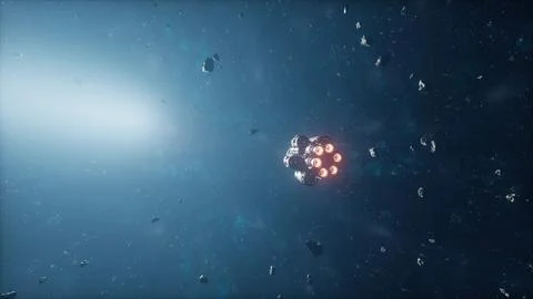 Alien vessel is on a trajectory towards our planet with the plan to invade Stock Illustration