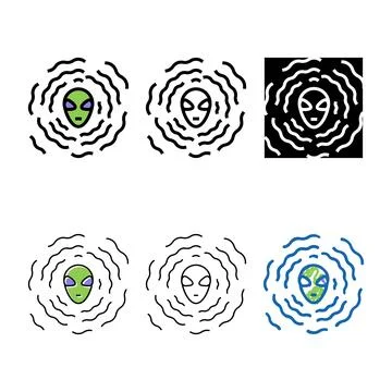 Alien vibration color multipack icon vector Stock Illustration