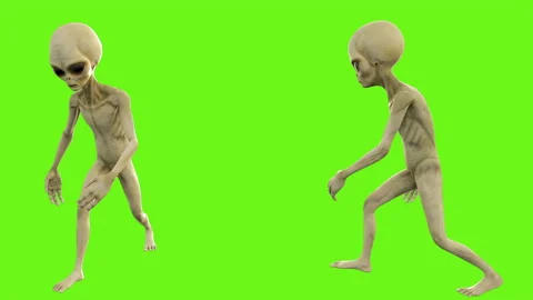 Alien walks. Loopable animation on green screen. 4k. Stock Footage 87102314