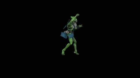 Alien warrior two Hit Combo Combat mode Black Screen Animation 4k Renderin Vídeo Stock 265046468