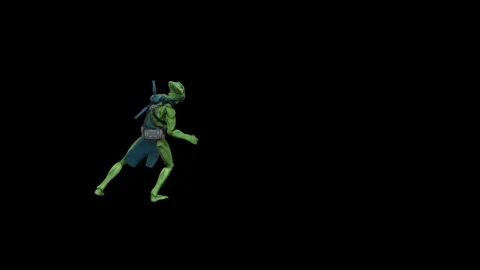 Alien warrior two Hit Combo Combat mode Black Screen Animation 4k Renderin Video stock 265046470