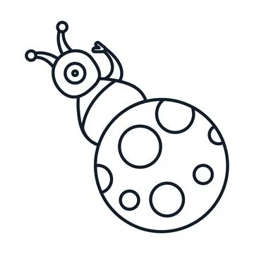 Alien waving hand from planet in outline style Stock Illustration