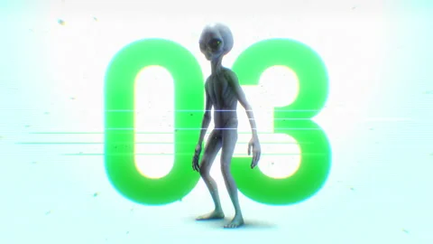 Alien White Infinity Countdown Number 03 Stock Footage 293490299