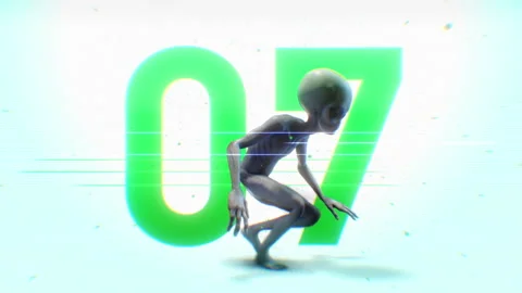 Alien White Infinity Countdown Number 07 스톡 동영상 293492545
