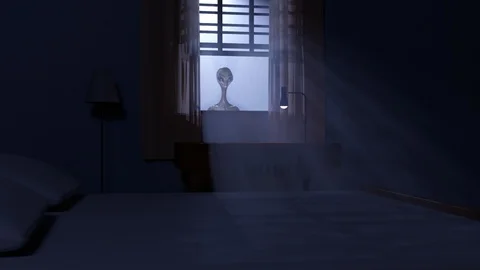 Alien At Window Stock Footage 125432463